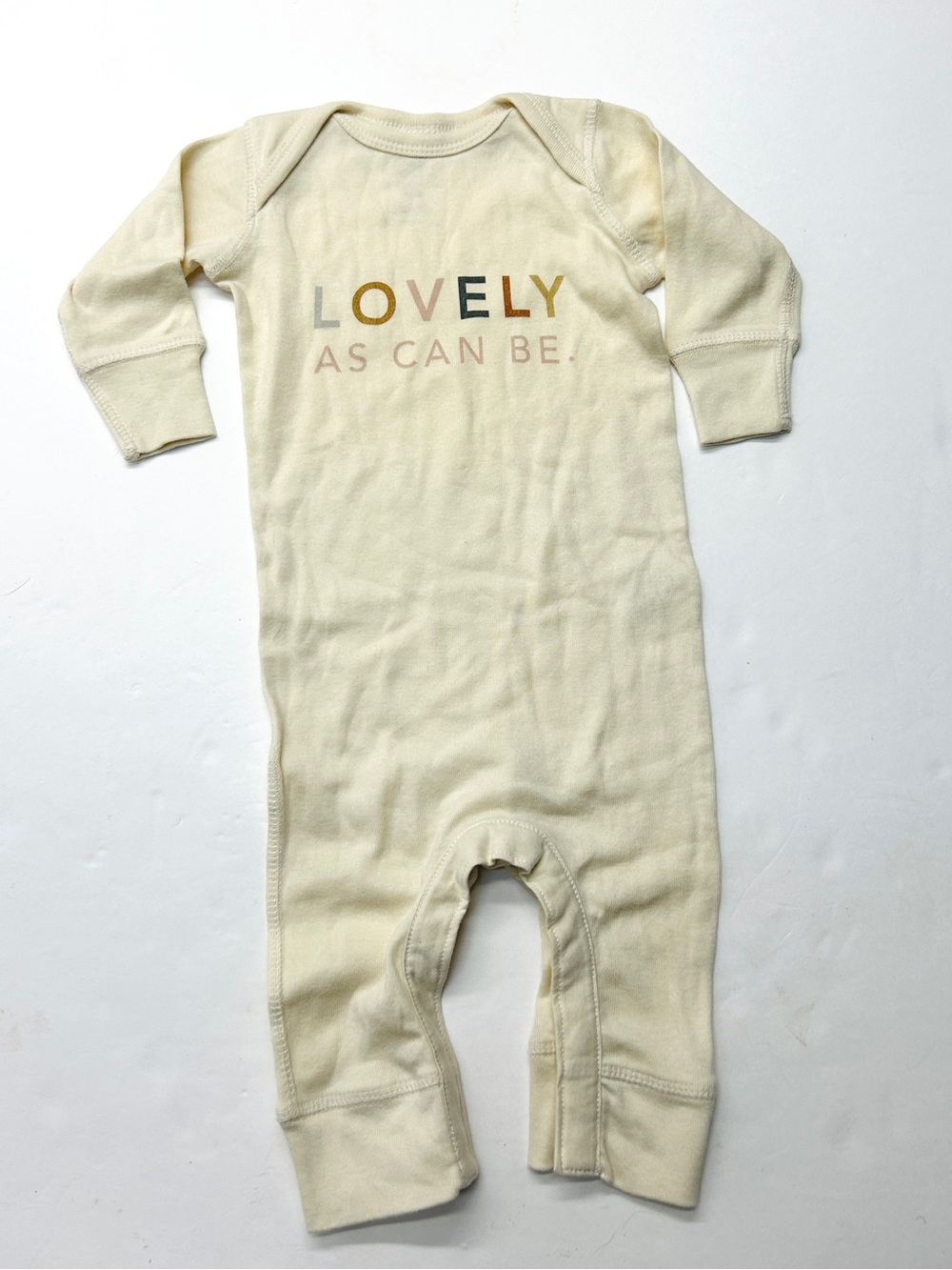 No Such Thing Co. Cream Long Sleeve Baby One-Piece Lovely As Can Be